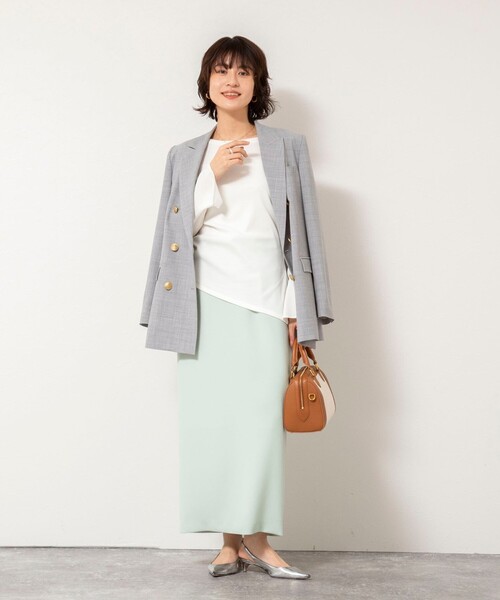 NOLLEY’S Sophi（ノーリーズソフィ）の「ウォッシャブルベアテレコスリットロンＴ（Tシャツ/カットソー・レディース・サックスブルー/ネイビー/ホワイト・38）」の4枚目の写真