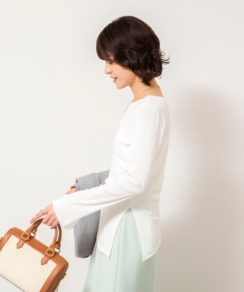 NOLLEY’S Sophi（ノーリーズソフィ）の「ウォッシャブルベアテレコスリットロンＴ（Tシャツ/カットソー・レディース・サックスブルー/ネイビー/ホワイト・38）」の12枚目の写真