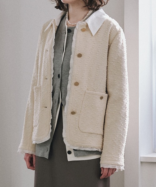 LE CIEL BLEU(ルシェルブルー)の「ツイードジャケットwデタッチャブルカラー / Tweed Jacket w/Detachable Collar(テーラードジャケット・レディース・ブラック・36/38)」の3枚目の写真