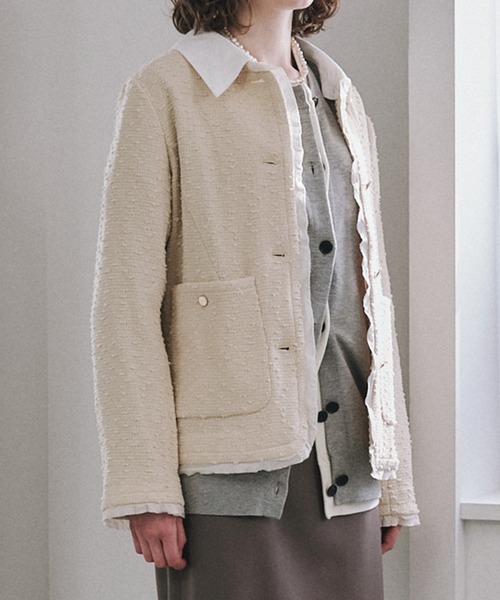 LE CIEL BLEU(ルシェルブルー)の「ツイードジャケットwデタッチャブルカラー / Tweed Jacket w/Detachable Collar(テーラードジャケット・レディース・ブラック・36/38)」の4枚目の写真