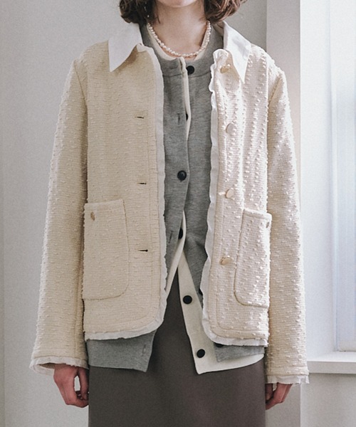 LE CIEL BLEU(ルシェルブルー)の「ツイードジャケットwデタッチャブルカラー / Tweed Jacket w/Detachable Collar(テーラードジャケット・レディース・ブラック・36/38)」の5枚目の写真