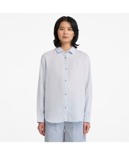 Timberland（ティンバーランド）の「リネン 長袖 シャツ レディース（シャツ/ブラウス・レディース・グレー・LARGE/MEDIUM/SMALL/X-SMALL）」の2枚目の写真