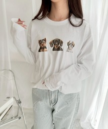 子犬モチーフロンT/長袖Tシャツ