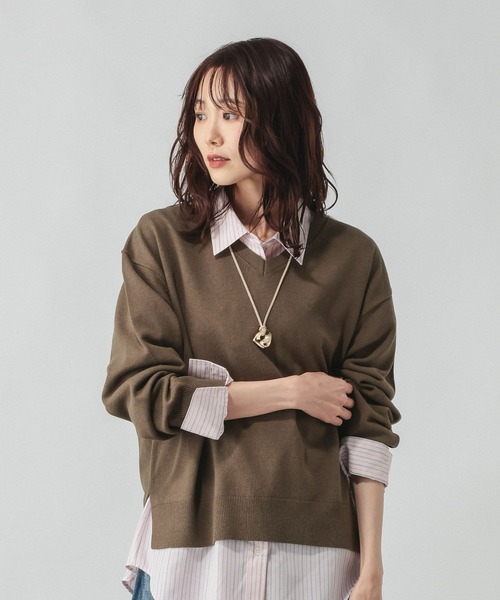 GLOBAL WORK（グローバルワーク）の「ドライタッチVネックプルオーバー長袖/634083（ニット/セーター・レディース・ブラック/アイボリー/レッド系4/ライトグレー/グリーン系3/ライトイエロー/ブラウン/ライトピンク・MEDIUM/LARGE）」の19枚目の写真