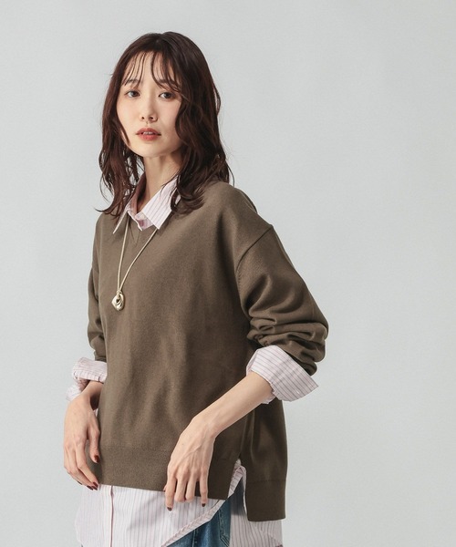 GLOBAL WORK（グローバルワーク）の「ドライタッチVネックプルオーバー長袖/634083（ニット/セーター・レディース・ブラック/アイボリー/レッド系4/ライトグレー/グリーン系3/ライトイエロー/ブラウン/ライトピンク・MEDIUM/LARGE）」の20枚目の写真