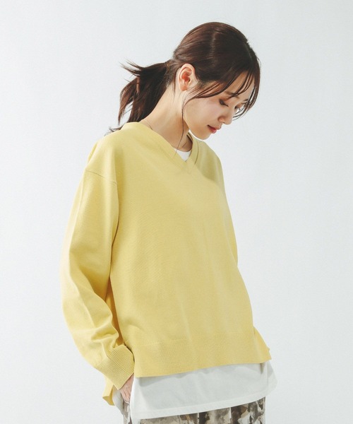 ドライタッチVネックプルオーバー長袖/634083（ニット/セーター