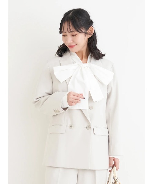 Re-J&SUPURE(リジェイアンドスプル)の「【大きいサイズ】【Wクロス】Wボタンテーラードジャケット(セットアップ可)(テーラードジャケット・レディース・ライトグレー/ネイビー/ブラック・XX-LARGE/XXX-LARGE/XXXX-LARGE)」の22枚目の写真