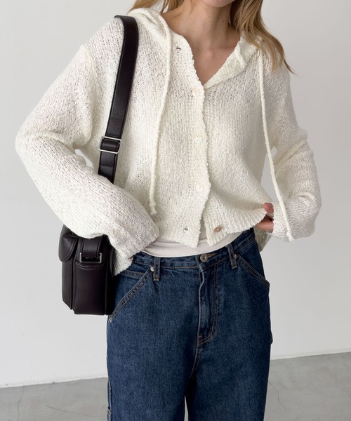 CANAL JEAN（キャナルジーン）の「El mar　スラブヤーンパーカーカーディガン（カーディガン/ボレロ・レディース・ベージュ/アイボリー・ONE SIZE）」の2枚目の写真