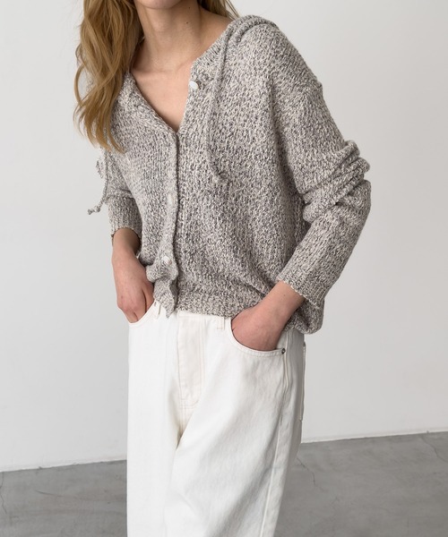 CANAL JEAN（キャナルジーン）の「El mar　スラブヤーンパーカーカーディガン（カーディガン/ボレロ・レディース・ベージュ/アイボリー・ONE SIZE）」の3枚目の写真