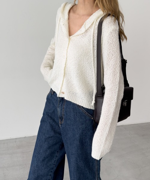 CANAL JEAN（キャナルジーン）の「El mar　スラブヤーンパーカーカーディガン（カーディガン/ボレロ・レディース・ベージュ/アイボリー・ONE SIZE）」の6枚目の写真