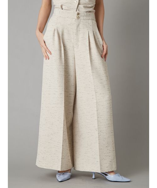 LILY BROWN（リリーブラウン）の「オーナメント釦2タックパンツ（その他パンツ・レディース・ベージュ/グレー/ブルー・0/1）」の2枚目の写真