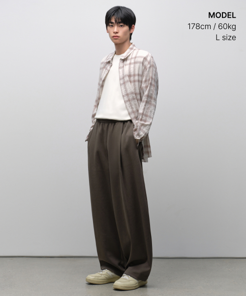 MUSINSA STANDARD（ムシンサスタンダード）の「ダブルニットワンタックワイドラウンジスウェットパンツ[ブラウン]（スウェットパンツ・メンズ・その他・SMALL/MEDIUM/LARGE/X-LARGE/2XL）」の2枚目の写真