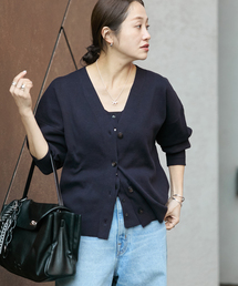 コットンシルクミックスVカーディガン