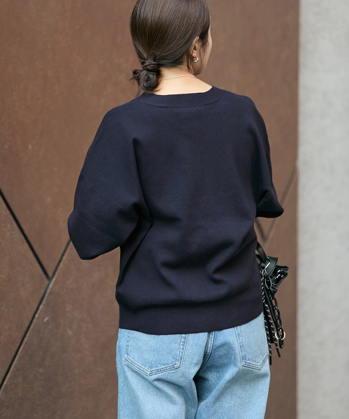 JOURNAL STANDARD（ジャーナルスタンダード）の「コットンシルクミックスVカーディガン（カーディガン/ボレロ・レディース・グレー/ネイビー・FREE）」の6枚目の写真