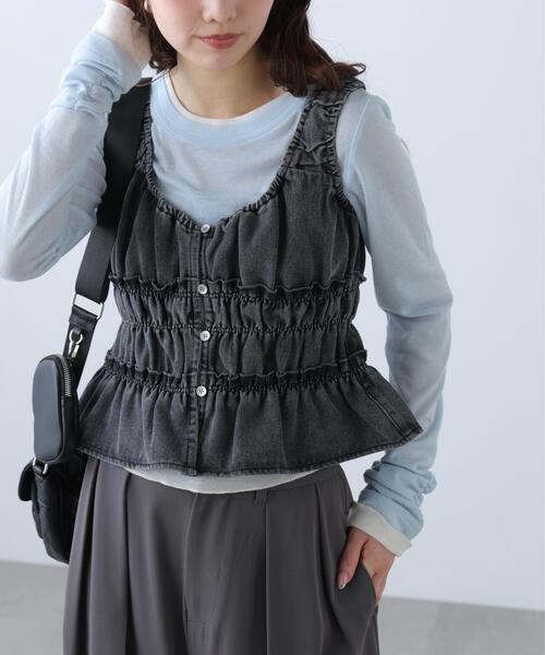 FREE'S MART（フリーズマート）の「◆シャーリングデニムビスチェ（シャツ/ブラウス・レディース・ブルー系その他/ブラック系その他/ブルー系その他3・FREE）」の2枚目の写真