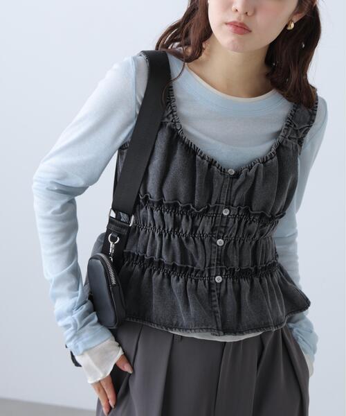 FREE'S MART（フリーズマート）の「◆シャーリングデニムビスチェ（シャツ/ブラウス・レディース・ブルー系その他/ブラック系その他/ブルー系その他3・FREE）」の4枚目の写真