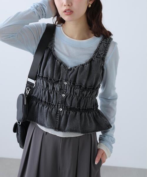 FREE'S MART（フリーズマート）の「◆シャーリングデニムビスチェ（シャツ/ブラウス・レディース・ブルー系その他/ブラック系その他/ブルー系その他3・FREE）」の5枚目の写真