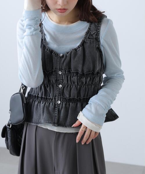 FREE'S MART（フリーズマート）の「◆シャーリングデニムビスチェ（シャツ/ブラウス・レディース・ブルー系その他/ブラック系その他/ブルー系その他3・FREE）」の7枚目の写真