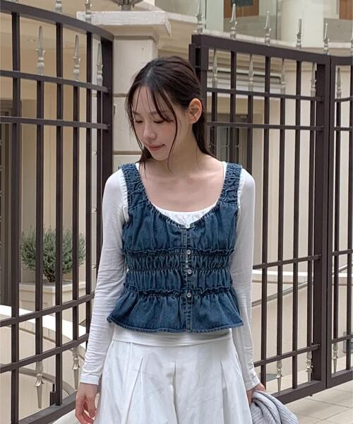 FREE'S MART（フリーズマート）の「◆シャーリングデニムビスチェ（シャツ/ブラウス・レディース・ブルー系その他/ブラック系その他/ブルー系その他3・FREE）」の13枚目の写真