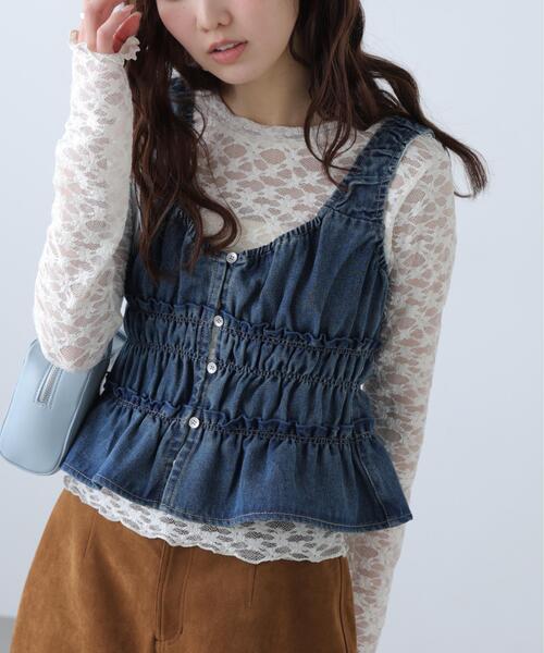 FREE'S MART（フリーズマート）の「◆シャーリングデニムビスチェ（シャツ/ブラウス・レディース・ブルー系その他/ブラック系その他/ブルー系その他3・FREE）」の16枚目の写真