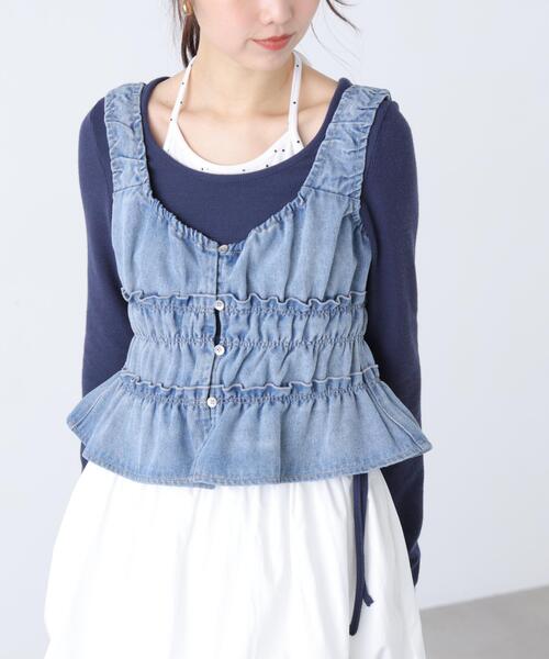 FREE'S MART（フリーズマート）の「◆シャーリングデニムビスチェ（シャツ/ブラウス・レディース・ブルー系その他/ブラック系その他/ブルー系その他3・FREE）」の3枚目の写真