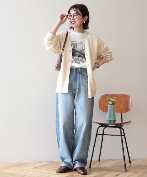 AMERICAN HOLIC(アメリカンホリック)の「Vネックニットカーディガン(カーディガン/ボレロ・レディース・チャコールグレー/イエロー/アイボリー/ブルー・L/M)」の5枚目の写真