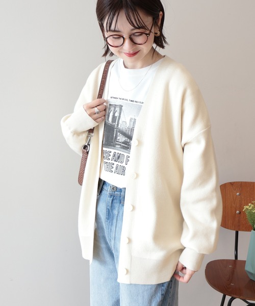 AMERICAN HOLIC(アメリカンホリック)の「Vネックニットカーディガン(カーディガン/ボレロ・レディース・チャコールグレー/イエロー/アイボリー/ブルー・L/M)」の10枚目の写真