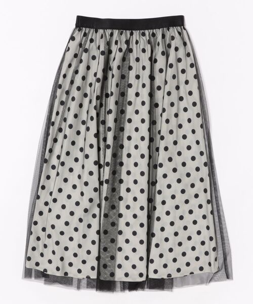 STRAWBERRY-FIELDS（ストロベリーフィールズ）の「ドットタフタオンチュール_チュールレイヤードドットスカート（スカート・レディース・ホワイト×ブラック・2）」の2枚目の写真