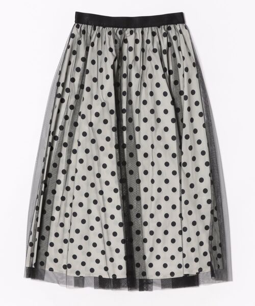 STRAWBERRY-FIELDS（ストロベリーフィールズ）の「ドットタフタオンチュール_チュールレイヤードドットスカート（スカート・レディース・ホワイト×ブラック・2）」の10枚目の写真