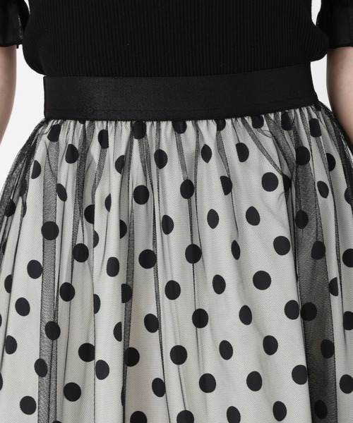 STRAWBERRY-FIELDS（ストロベリーフィールズ）の「ドットタフタオンチュール_チュールレイヤードドットスカート（スカート・レディース・ホワイト×ブラック・2）」の6枚目の写真