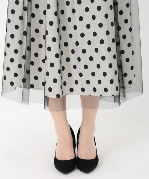 STRAWBERRY-FIELDS（ストロベリーフィールズ）の「ドットタフタオンチュール_チュールレイヤードドットスカート（スカート・レディース・ホワイト×ブラック・2）」の8枚目の写真