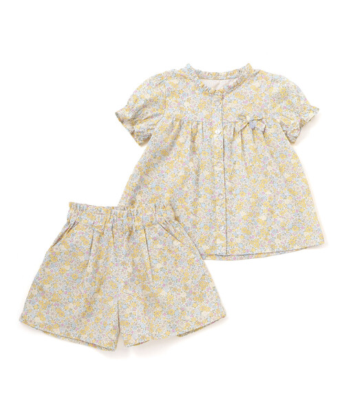 BeBe Petits Pois Vert（ベベプチポワヴェール）の「【店舗限定】花柄ブラウス＋ショートパンツセットアップ(95～150㎝)（セットアップ・キッズ・イエロー系その他/ピンク系その他・95cm/150cm/120cm/130cm/140cm/110cm/100cm）」の15枚目の写真