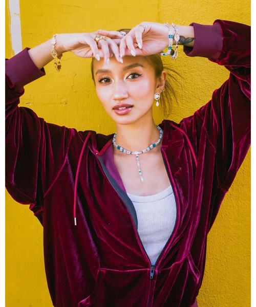 KEBOZ（ケボズ）の「SS×KBZ VELOUR HOODIE（パーカー・レディース・バーガンディー・FREE）」の4枚目の写真