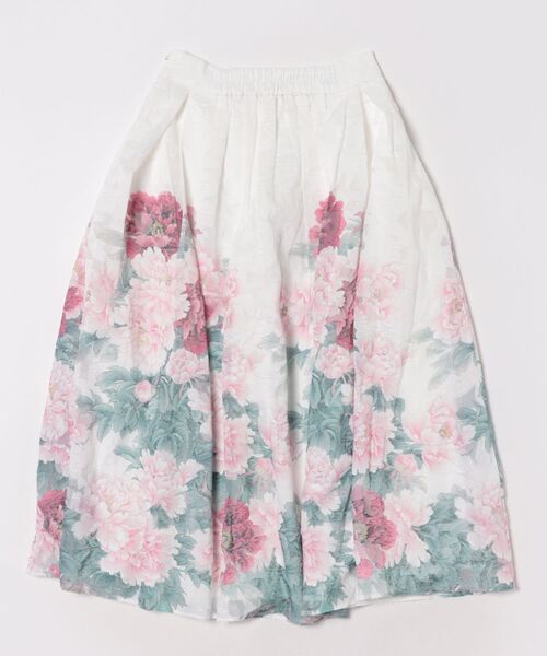 tocco closet(トッコ クローゼット)の「シアージャガードアンティークローズパネル柄フレアスカート(スカート・レディース・ブルー/ピンク・M)」の11枚目の写真