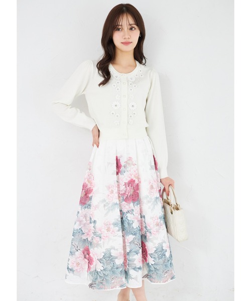 tocco closet(トッコ クローゼット)の「シアージャガードアンティークローズパネル柄フレアスカート(スカート・レディース・ブルー/ピンク・M)」の19枚目の写真
