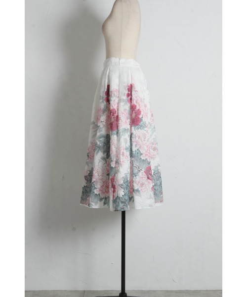 tocco closet(トッコ クローゼット)の「シアージャガードアンティークローズパネル柄フレアスカート(スカート・レディース・ブルー/ピンク・M)」の14枚目の写真