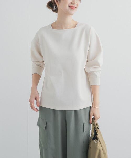 URBAN RESEARCH DOORS(アーバンリサーチドアーズ)の「強撚ダンボールボートネックプルオーバー(Tシャツ/カットソー・レディース・ネイビー/パープル/ホワイト系その他・FREE)」の2枚目の写真