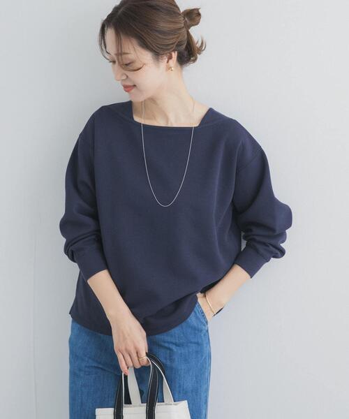 URBAN RESEARCH DOORS(アーバンリサーチドアーズ)の「強撚ダンボールボートネックプルオーバー(Tシャツ/カットソー・レディース・ネイビー/パープル/ホワイト系その他・FREE)」の3枚目の写真