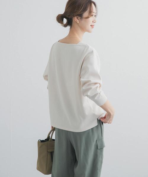 URBAN RESEARCH DOORS(アーバンリサーチドアーズ)の「強撚ダンボールボートネックプルオーバー(Tシャツ/カットソー・レディース・ネイビー/パープル/ホワイト系その他・FREE)」の4枚目の写真