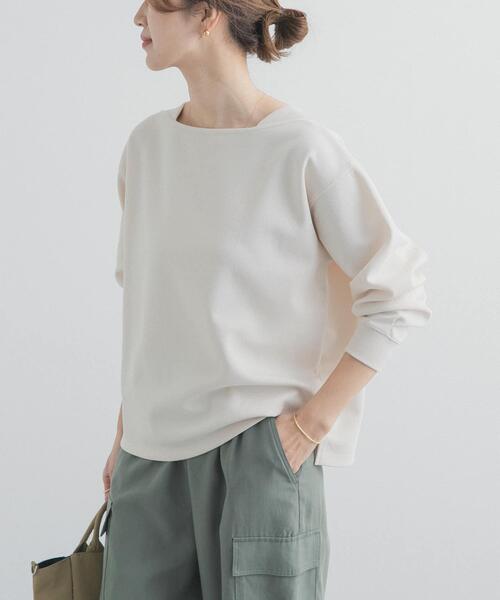 URBAN RESEARCH DOORS(アーバンリサーチドアーズ)の「強撚ダンボールボートネックプルオーバー(Tシャツ/カットソー・レディース・ネイビー/パープル/ホワイト系その他・FREE)」の7枚目の写真
