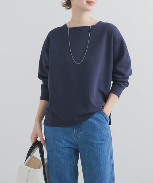 ミニケーブルボートネックプルオーバー【ネイビー】 IENA（イエナ）の「ミニケーブルボートネック プルオーバー◇（ニット
