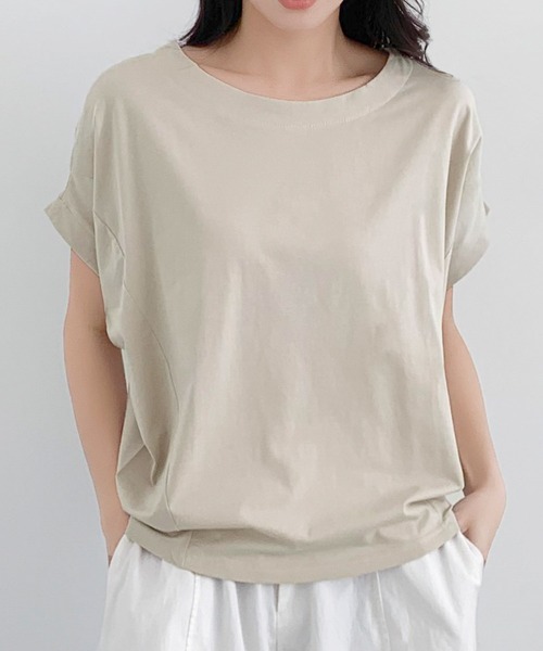 LOWO(ロワ)の「ドルマンスリーブ Tシャツ カットソー 半袖(Tシャツ/カットソー・レディース・チャコールグレー/ブラック/ベージュ/ホワイト・FREE)」の4枚目の写真