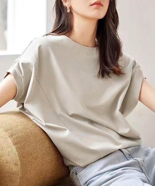 LOWO(ロワ)の「ドルマンスリーブ Tシャツ カットソー 半袖(Tシャツ/カットソー・レディース・チャコールグレー/ブラック/ベージュ/ホワイト・FREE)」の11枚目の写真