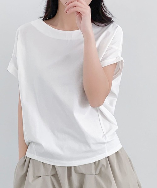 LOWO(ロワ)の「ドルマンスリーブ Tシャツ カットソー 半袖(Tシャツ/カットソー・レディース・チャコールグレー/ブラック/ベージュ/ホワイト・FREE)」の12枚目の写真