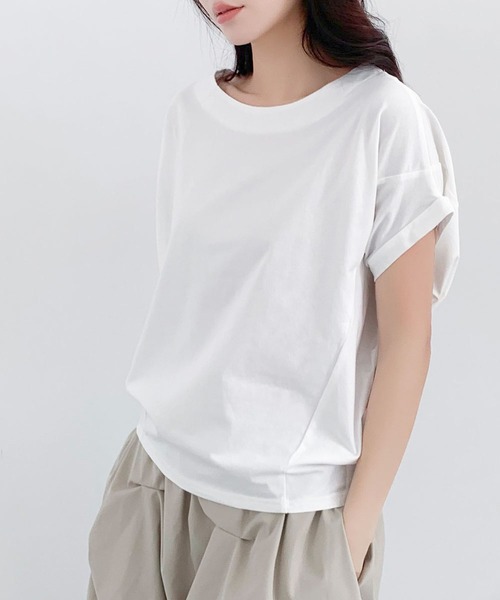 LOWO(ロワ)の「ドルマンスリーブ Tシャツ カットソー 半袖(Tシャツ/カットソー・レディース・チャコールグレー/ブラック/ベージュ/ホワイト・FREE)」の13枚目の写真