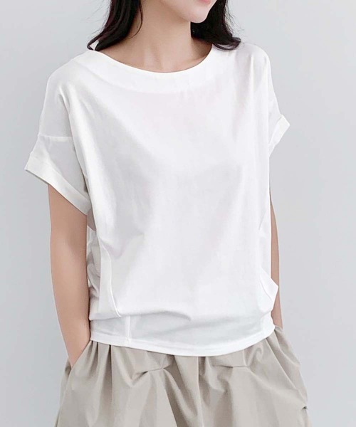 LOWO(ロワ)の「ドルマンスリーブ Tシャツ カットソー 半袖(Tシャツ/カットソー・レディース・チャコールグレー/ブラック/ベージュ/ホワイト・FREE)」の14枚目の写真
