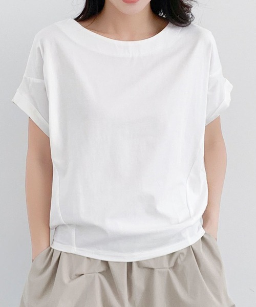 LOWO(ロワ)の「ドルマンスリーブ Tシャツ カットソー 半袖(Tシャツ/カットソー・レディース・チャコールグレー/ブラック/ベージュ/ホワイト・FREE)」の15枚目の写真