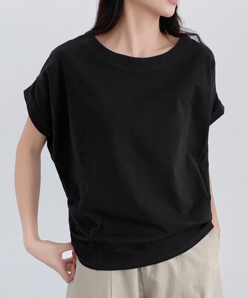 LOWO(ロワ)の「ドルマンスリーブ Tシャツ カットソー 半袖(Tシャツ/カットソー・レディース・チャコールグレー/ブラック/ベージュ/ホワイト・FREE)」の17枚目の写真
