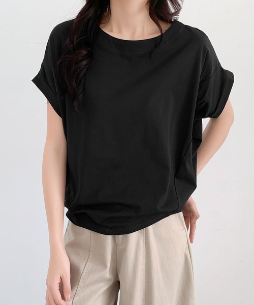LOWO(ロワ)の「ドルマンスリーブ Tシャツ カットソー 半袖(Tシャツ/カットソー・レディース・チャコールグレー/ブラック/ベージュ/ホワイト・FREE)」の19枚目の写真