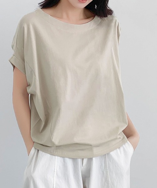 LOWO(ロワ)の「ドルマンスリーブ Tシャツ カットソー 半袖(Tシャツ/カットソー・レディース・チャコールグレー/ブラック/ベージュ/ホワイト・FREE)」の21枚目の写真